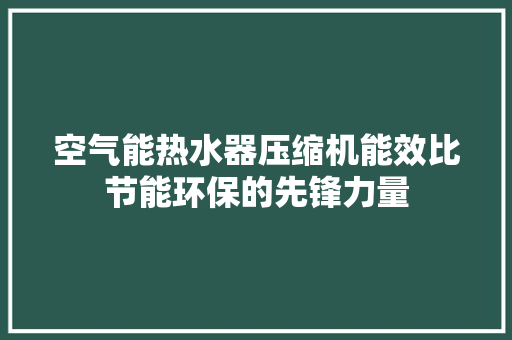 空气能热水器压缩机能效比节能环保的先锋力量
