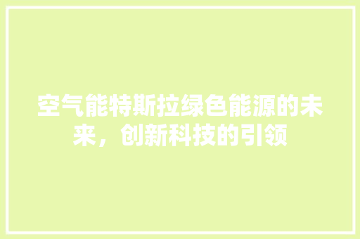 空气能特斯拉绿色能源的未来，创新科技的引领 汽车维修