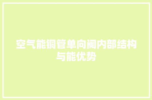 空气能铜管单向阀内部结构与能优势 家电维修