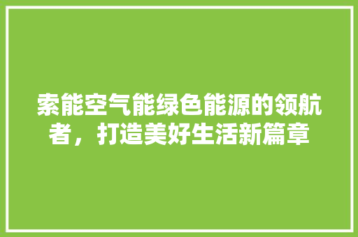索能空气能绿色能源的领航者，打造美好生活新篇章