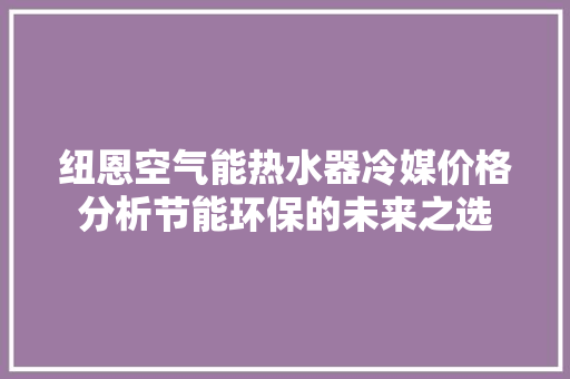 纽恩空气能热水器冷媒价格分析节能环保的未来之选