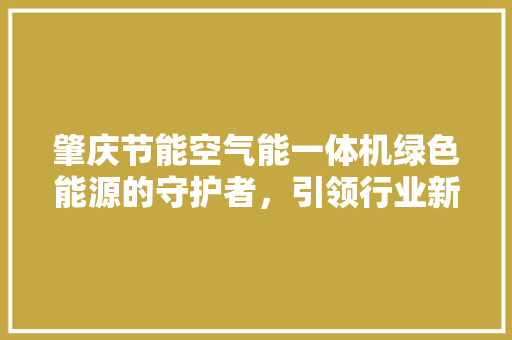 肇庆节能空气能一体机绿色能源的守护者，引领行业新潮流