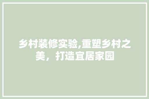 乡村装修实验,重塑乡村之美，打造宜居家园 乡村装修实验,重塑乡村之美，打造宜居家园 墙体维修