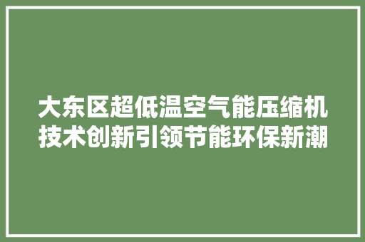 大东区超低温空气能压缩机技术创新引领节能环保新潮流 家电维修