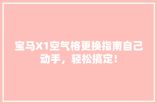 宝马X1空气格更换指南自己动手，轻松搞定！