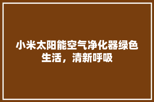 小米太阳能空气净化器绿色生活，清新呼吸