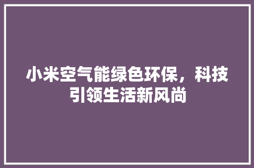 小米空气能绿色环保，科技引领生活新风尚