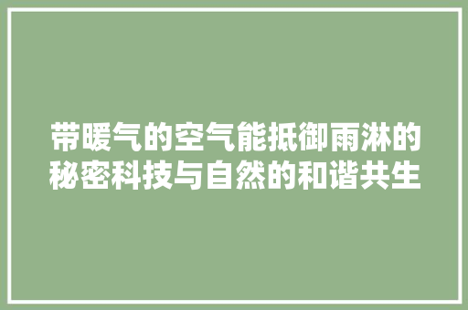 带暖气的空气能抵御雨淋的秘密科技与自然的和谐共生 汽车维修