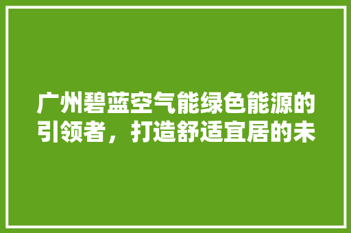 广州碧蓝空气能绿色能源的引领者，打造舒适宜居的未来