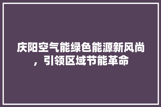 庆阳空气能绿色能源新风尚，引领区域节能革命