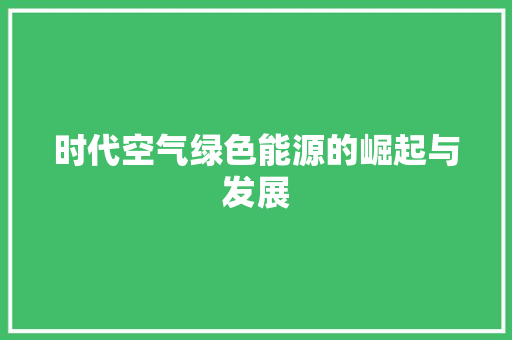 时代空气绿色能源的崛起与发展 汽车维修