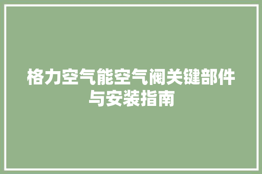 格力空气能空气阀关键部件与安装指南 家电维修