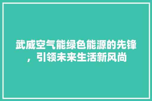 武威空气能绿色能源的先锋，引领未来生活新风尚 综合便民