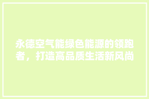 永德空气能绿色能源的领跑者，打造高品质生活新风尚