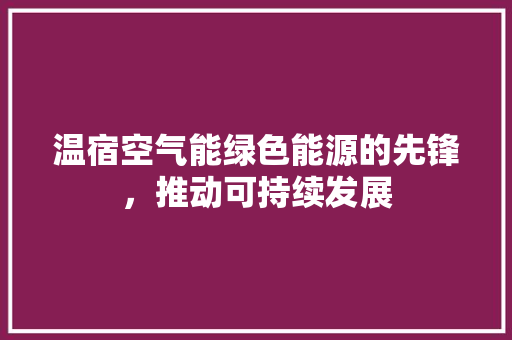 温宿空气能绿色能源的先锋，推动可持续发展