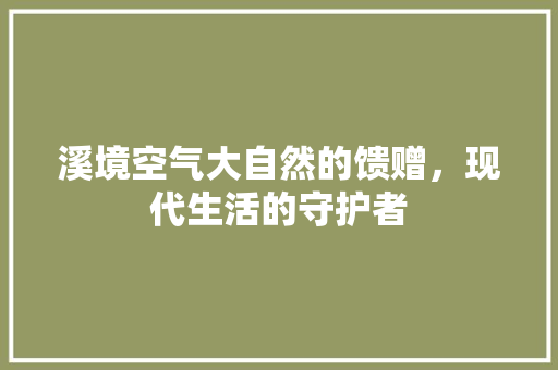 溪境空气大自然的馈赠，现代生活的守护者