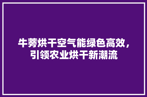 牛蒡烘干空气能绿色高效，引领农业烘干新潮流 家电维修