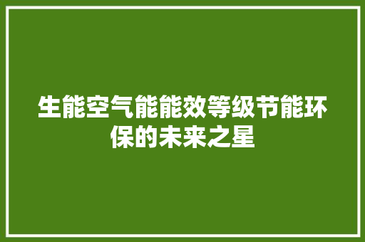 生能空气能能效等级节能环保的未来之星 家电维修