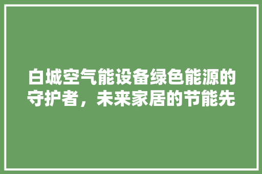 白城空气能设备绿色能源的守护者，未来家居的节能先锋 厨房维修