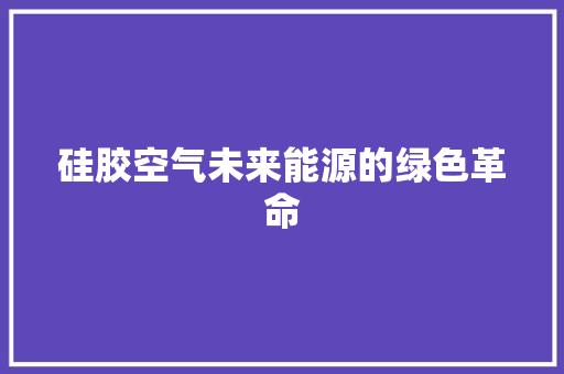硅胶空气未来能源的绿色革命