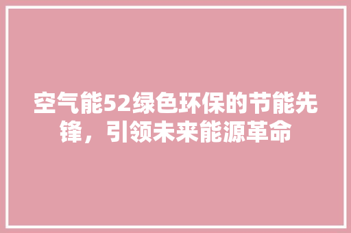 空气能52绿色环保的节能先锋，引领未来能源革命