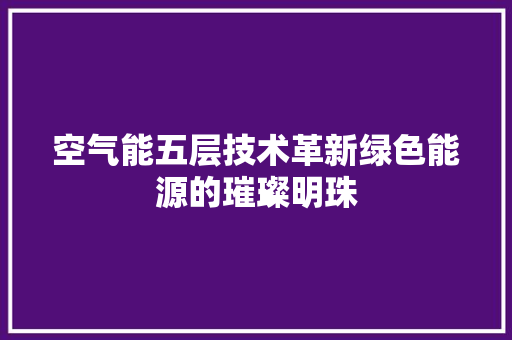 空气能五层技术革新绿色能源的璀璨明珠