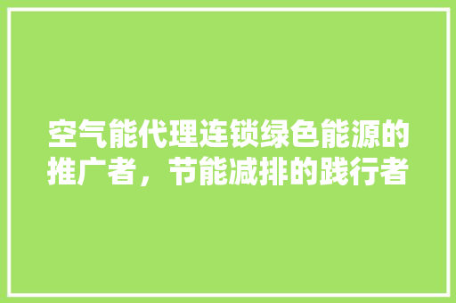 空气能代理连锁绿色能源的推广者，节能减排的践行者
