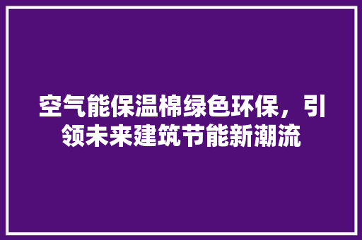 空气能保温棉绿色环保，引领未来建筑节能新潮流 墙体维修