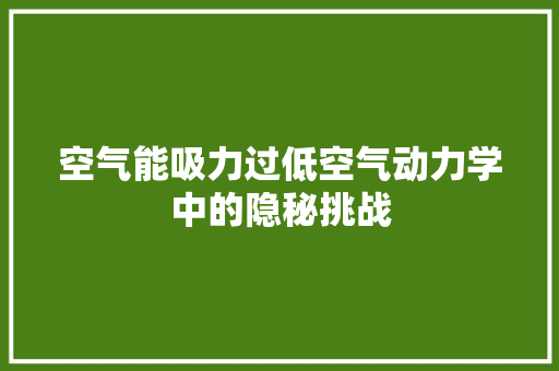 空气能吸力过低空气动力学中的隐秘挑战