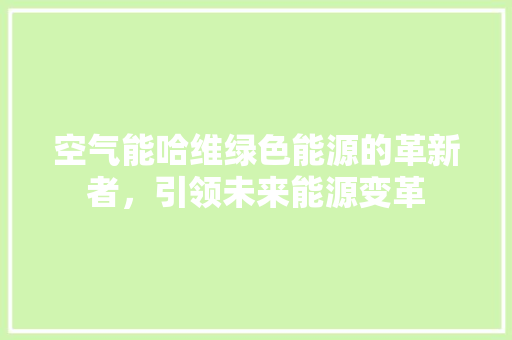 空气能哈维绿色能源的革新者，引领未来能源变革 家电维修