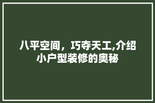 八平空间，巧夺天工,介绍小户型装修的奥秘 八平空间，巧夺天工,介绍小户型装修的奥秘 墙体维修