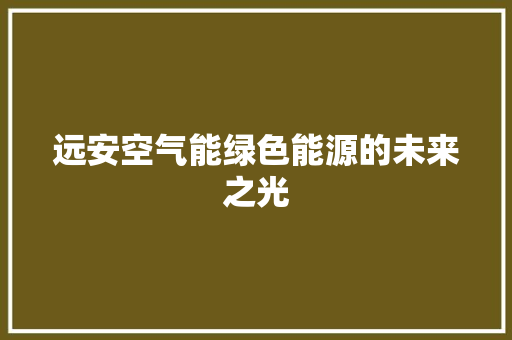 远安空气能绿色能源的未来之光 汽车维修