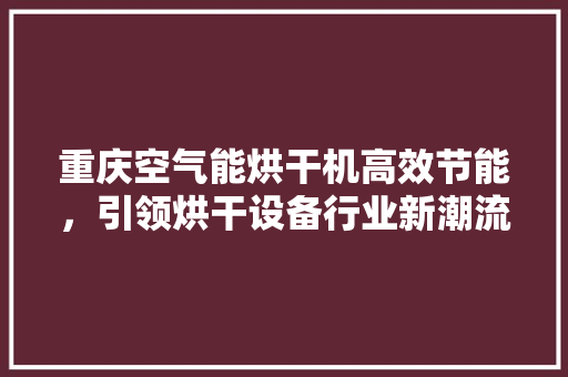 重庆空气能烘干机高效节能，引领烘干设备行业新潮流