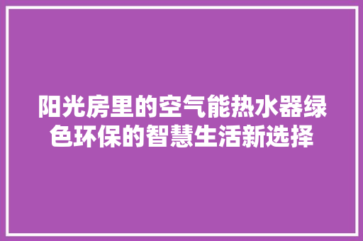 阳光房里的空气能热水器绿色环保的智慧生活新选择