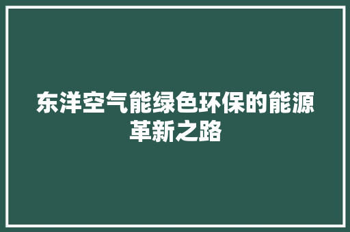 东洋空气能绿色环保的能源革新之路 汽车维修