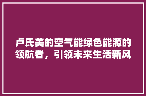 卢氏美的空气能绿色能源的领航者，引领未来生活新风尚