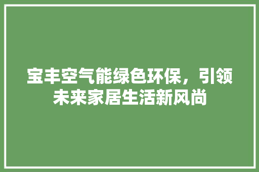 宝丰空气能绿色环保，引领未来家居生活新风尚