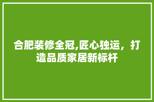 合肥装修全冠,匠心独运，打造品质家居新标杆 合肥装修全冠,匠心独运，打造品质家居新标杆 汽车维修