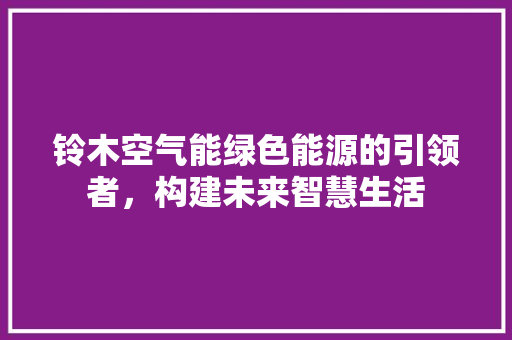 铃木空气能绿色能源的引领者，构建未来智慧生活