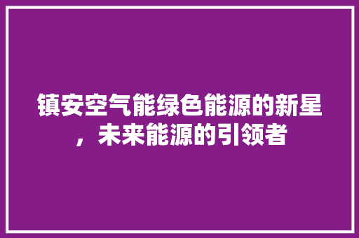 镇安空气能绿色能源的新星，未来能源的引领者