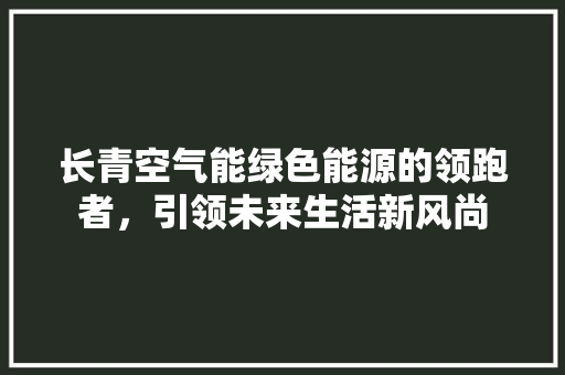 长青空气能绿色能源的领跑者，引领未来生活新风尚