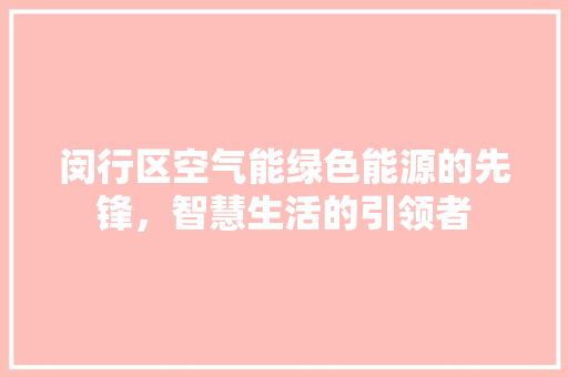 闵行区空气能绿色能源的先锋，智慧生活的引领者