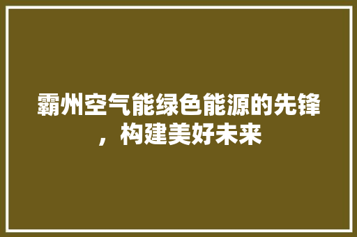 霸州空气能绿色能源的先锋，构建美好未来 综合便民