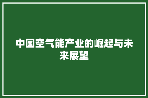 中国空气能产业的崛起与未来展望