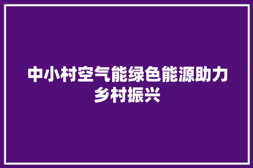 中小村空气能绿色能源助力乡村振兴