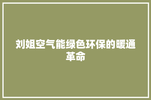 刘姐空气能绿色环保的暖通革命