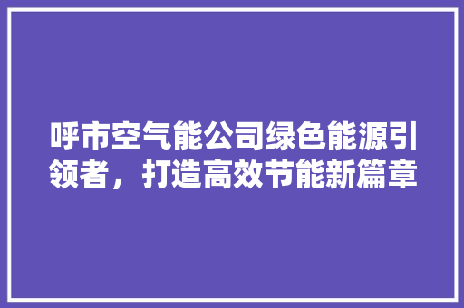 呼市空气能公司绿色能源引领者，打造高效节能新篇章