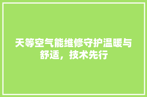 天等空气能维修守护温暖与舒适，技术先行