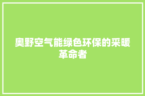 奥野空气能绿色环保的采暖革命者 厨房维修