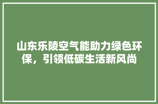 山东乐陵空气能助力绿色环保，引领低碳生活新风尚 综合便民